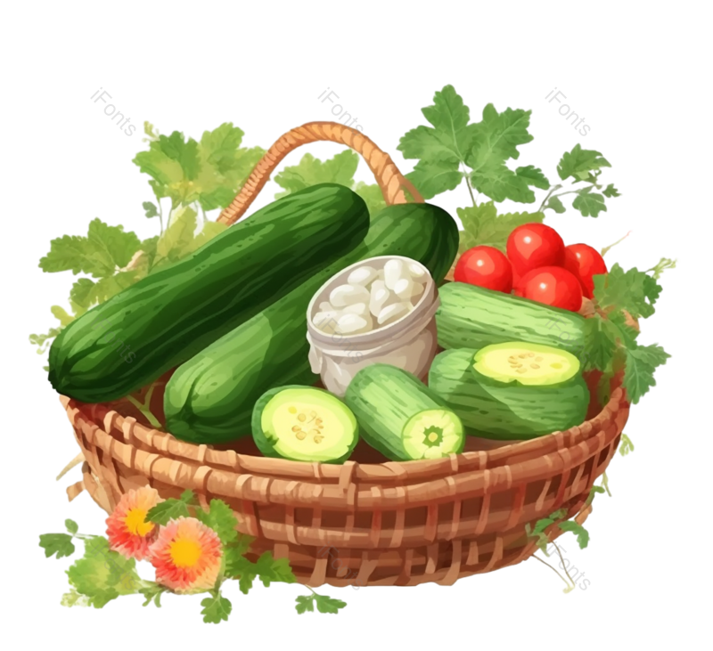 蔬菜图片,篮子元素,绿色PNG,绿色蔬菜免抠素材